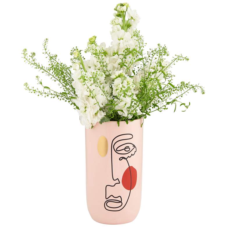 Image 5 Modern Face 8 3/4 inchH Pink and Black Dolomite Decorative Vase more views