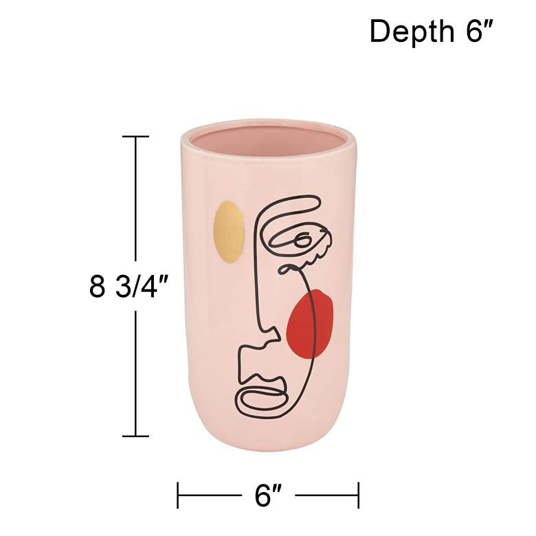 Image 6 Modern Face 8 3/4 inchH Pink and Black Dolomite Decorative Vase more views