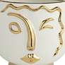Modern Face Wink 8" High Gold and White Ceramic Vase in scene