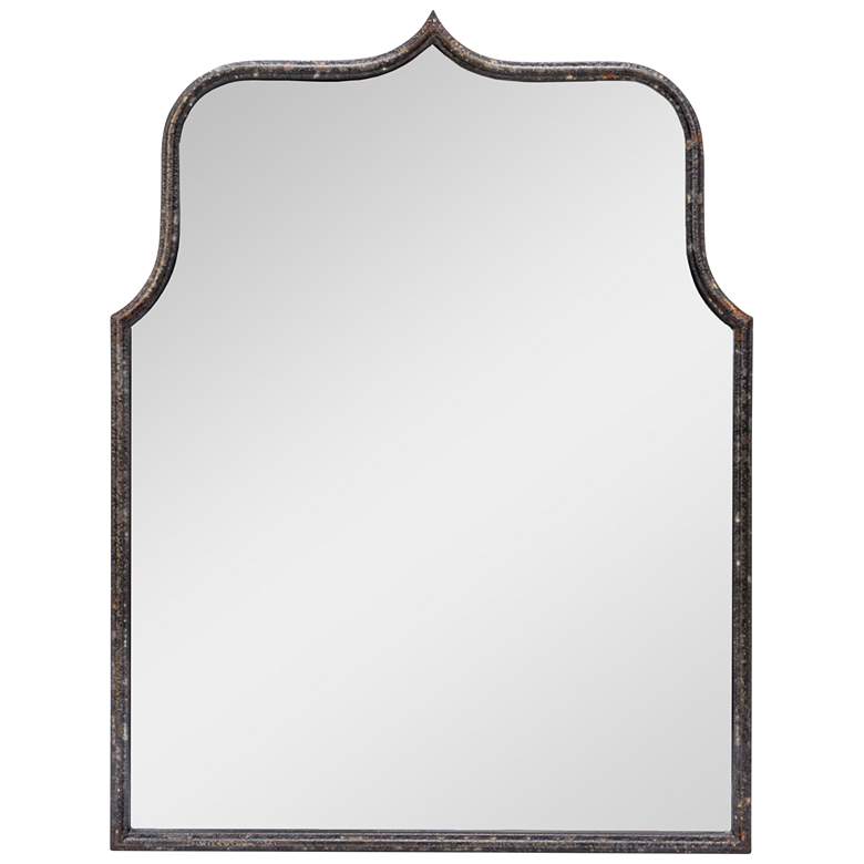 Image 2 Modern Farmhouse Metal Framed Wall Mirror, Distressed Black