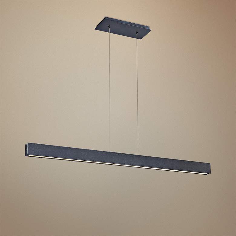 Image 1 Modern Forms 42 inch Wide Black Finish LED Kitchen Island Linear Pendant