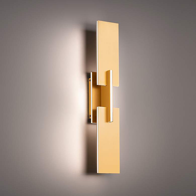Image 1 Modern Forms Amari 22" High Aged Brass LED Wall Sconce