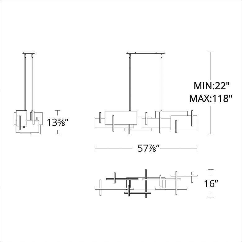 Image 4 Modern Forms Amari 58" Wide Black Aluminum LED Linear Pendant more views
