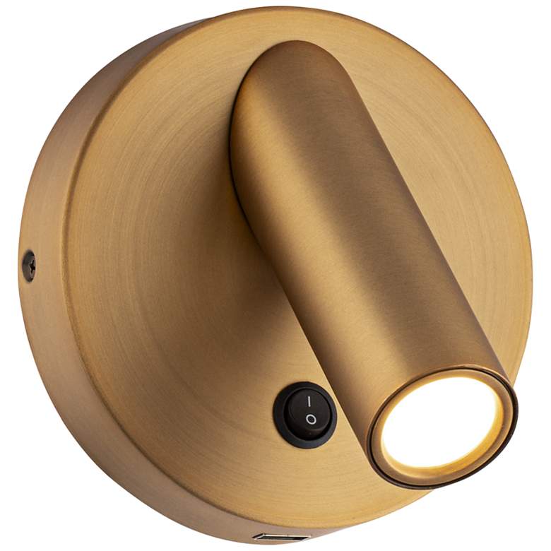 Image 1 Modern Forms Aspire Aged Brass LED Wall Lamp with USB Port