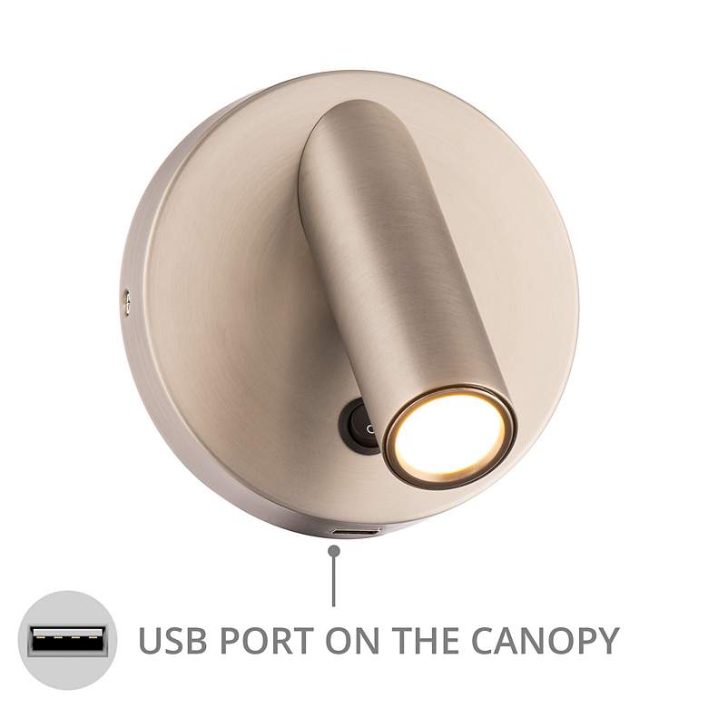 Image 4 Modern Forms Aspire Brushed Nickel LED Wall Lamp w/ USB Port more views