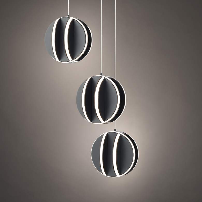 Image 2 Modern Forms Carillion 12"W Black 3-Light LED Mini Pendant more views