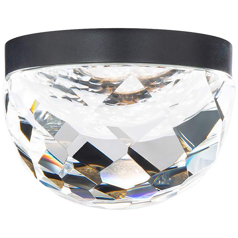 Modern Forms Cascade 6&quot; Wide Black and Crystal LED Flush Mount Light