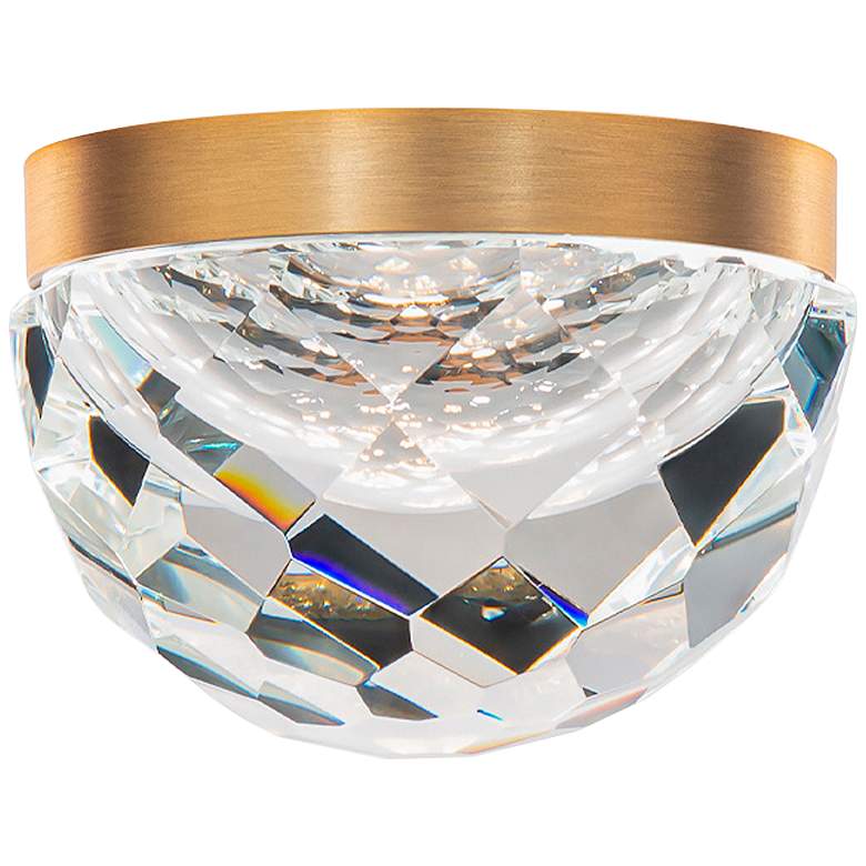 Image 1 Modern Forms Cascade 6" Wide Brass and Crystal LED Flush Mount Light