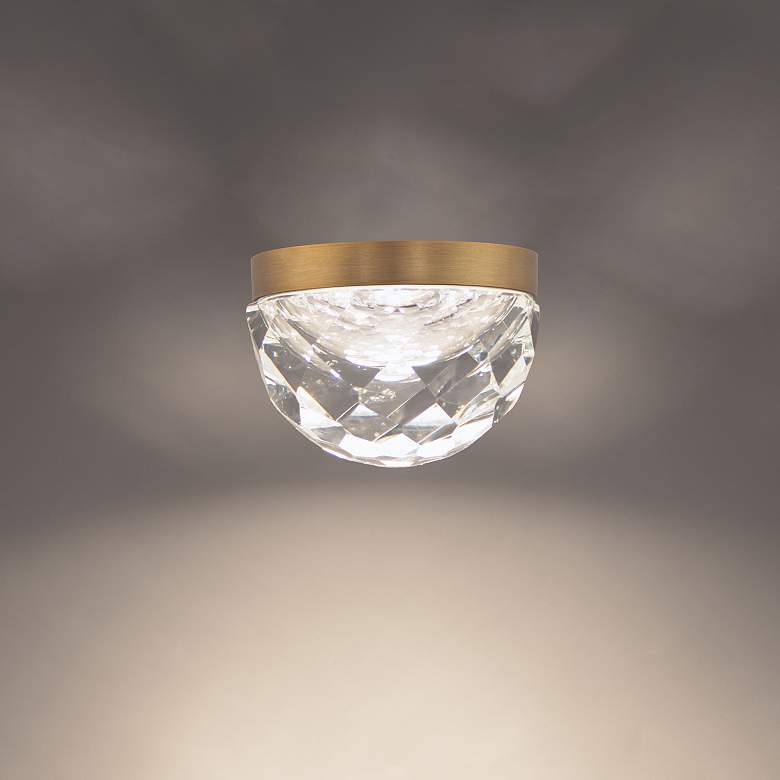 Image 1 Modern Forms Cascade 6" Wide Brass and Crystal LED Flush Mount Light