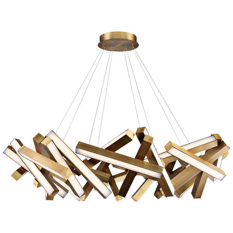 Image 2 Modern Forms Chaos 61"W Aged Brass 31-Light LED Chandelier