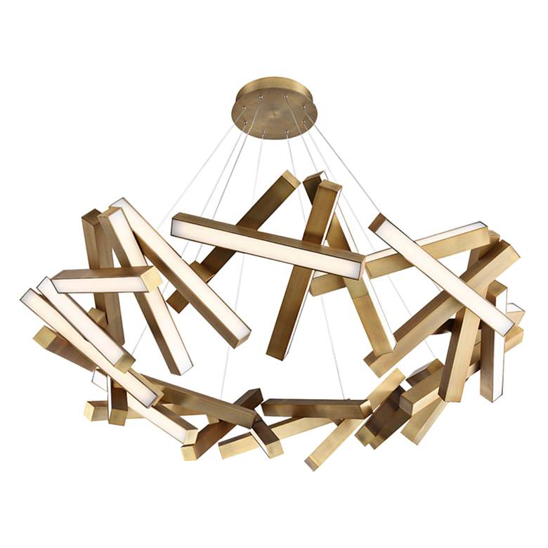 Image 3 Modern Forms Chaos 61"W Aged Brass 31-Light LED Chandelier more views