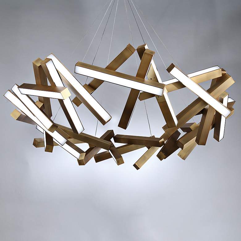 Image 5 Modern Forms Chaos 61 inchW Aged Brass 31-Light LED Chandelier more views