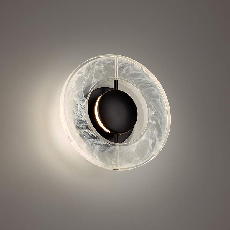 Image 1 Modern Forms Cymbal 10" High Black and White Ring LED Wall Light