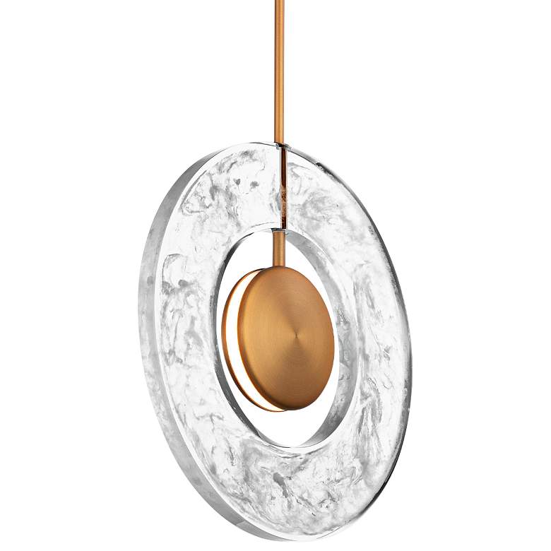 Image 1 Modern Forms Cymbal 13 3/4"W Aged Brass LED Pendant Light