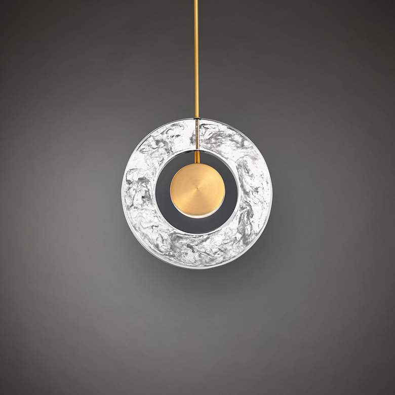 Image 1 Modern Forms Cymbal 13 3/4"W Aged Brass LED Pendant Light
