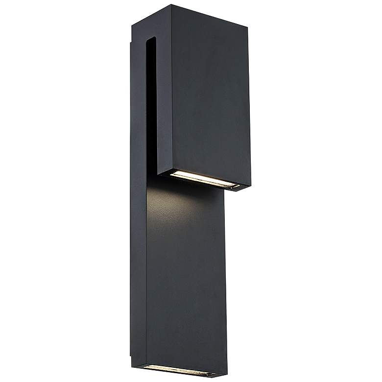 Image 2 Modern Forms Double Down 18" High Black LED Outdoor Wall Light