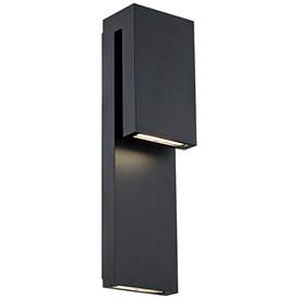 Image2 of Modern Forms Double Down 18" High Black LED Outdoor Wall Light