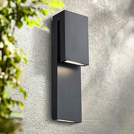Image1 of Modern Forms Double Down 18" High Black LED Outdoor Wall Light