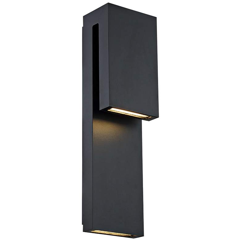 Image 3 Modern Forms Double Down 18" High Black LED Outdoor Wall Light more views