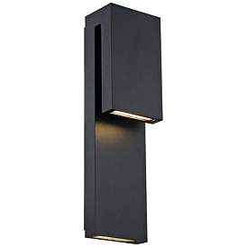 Image3 of Modern Forms Double Down 18" High Black LED Outdoor Wall Light more views