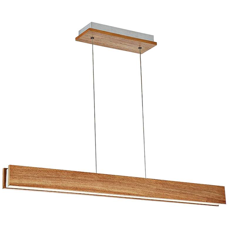 Image 2 Modern Forms Drift 38 inch Wide Walnut LED Kitchen Island Linear Pendant