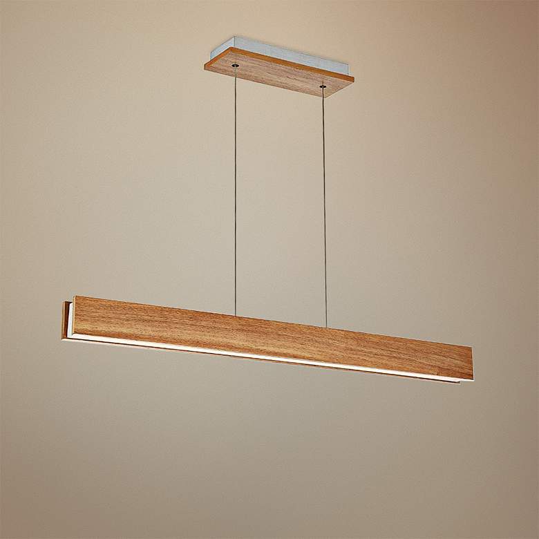 Image 1 Modern Forms Drift 38 inch Wide Walnut LED Kitchen Island Linear Pendant