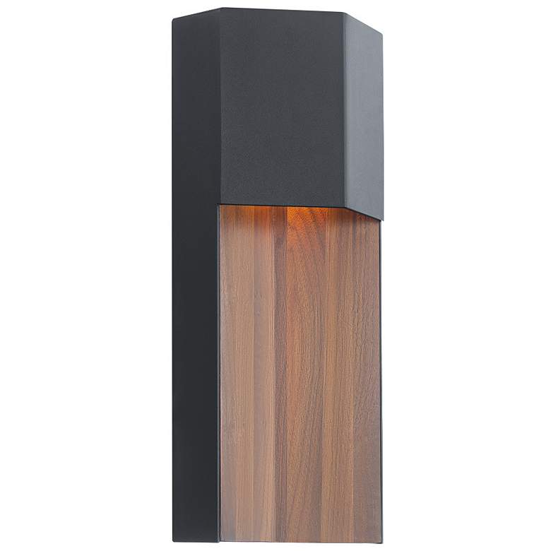 Image 3 Modern Forms Dusk 14" Dark Walnut and Black LED Outdoor Wall Light