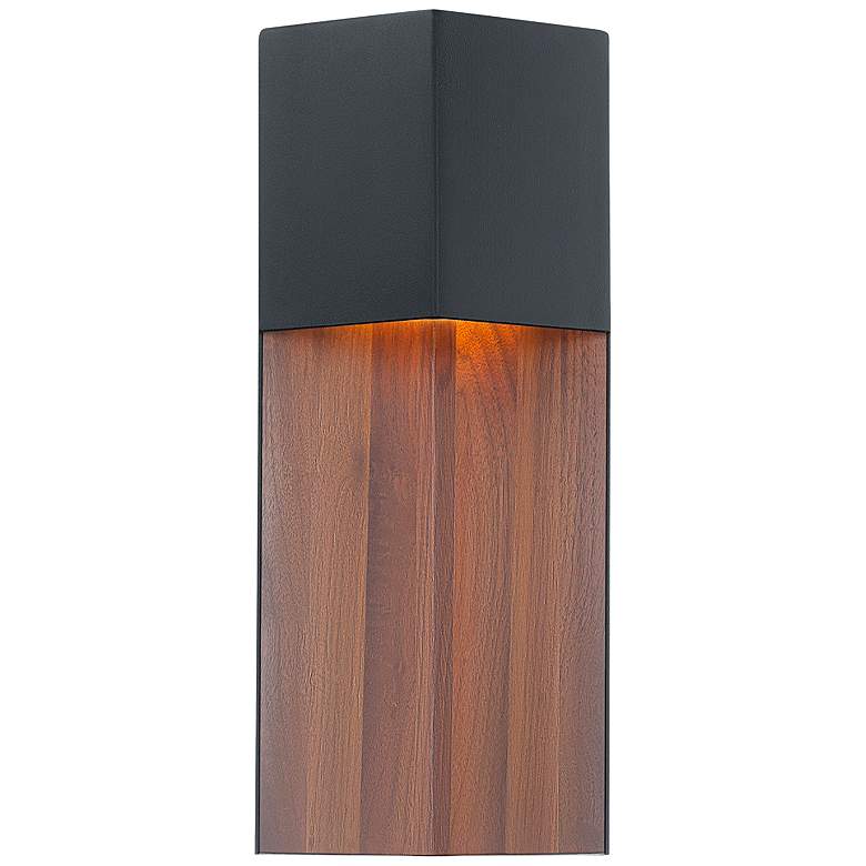 Modern Forms Dusk 14&quot; Dark Walnut and Black LED Outdoor Wall Light more views
