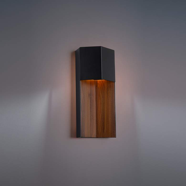 Image 5 Modern Forms Dusk 14" Dark Walnut and Black LED Outdoor Wall Light more views