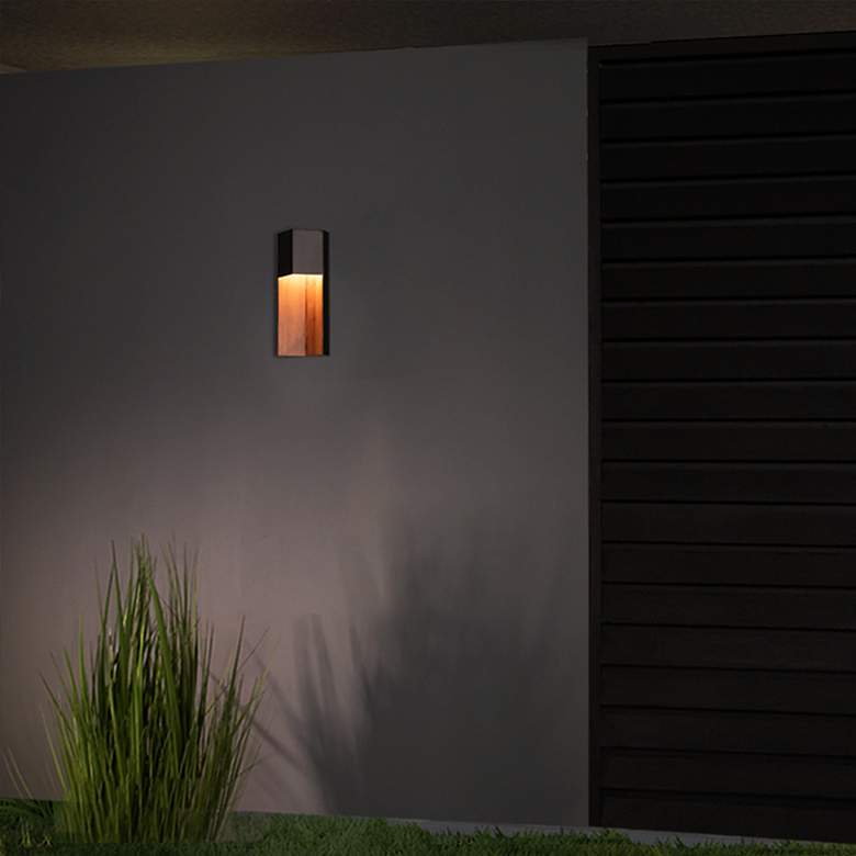 Image 7 Modern Forms Dusk 14" Dark Walnut and Black LED Outdoor Wall Light more views