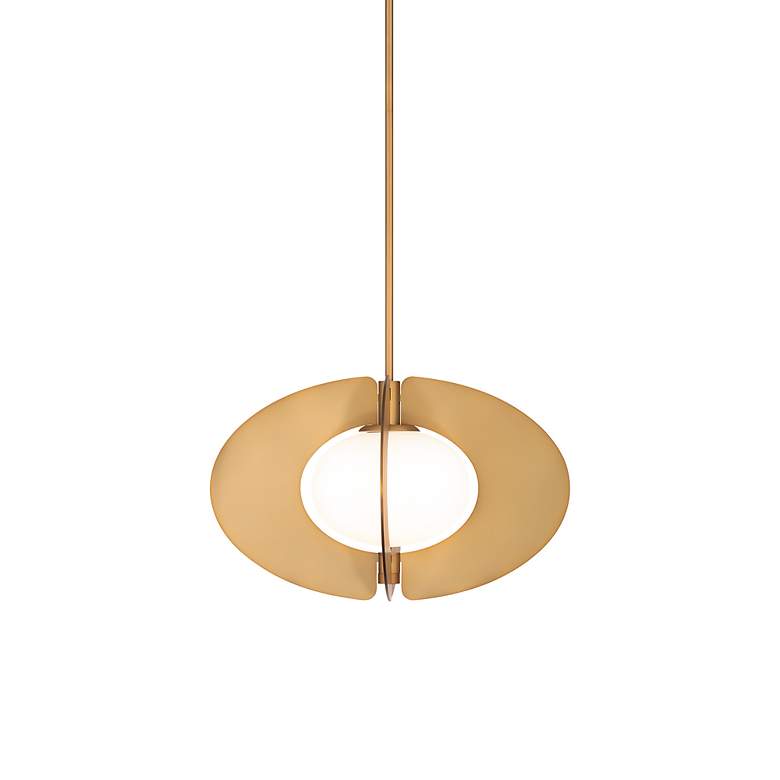 Image 3 Modern Forms Echelon 16" Wide Brass and White Glass Oval Pendant more views