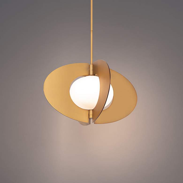 Image 4 Modern Forms Echelon 16" Wide Brass and White Glass Oval Pendant more views