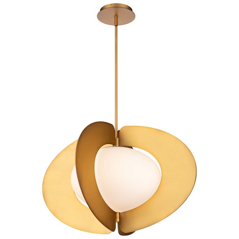 Image 1 Modern Forms Echelon 24" Wide Brass and White Glass Oval Pendant