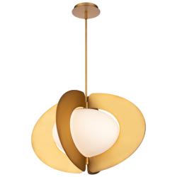 Modern Forms Echelon 24&quot; Wide Brass and White Glass Oval Pendant