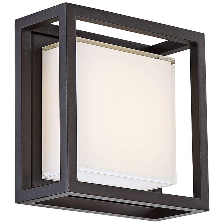 Image 1 Modern Forms Framed 8"H Bronze Square LED Outdoor Wall Light