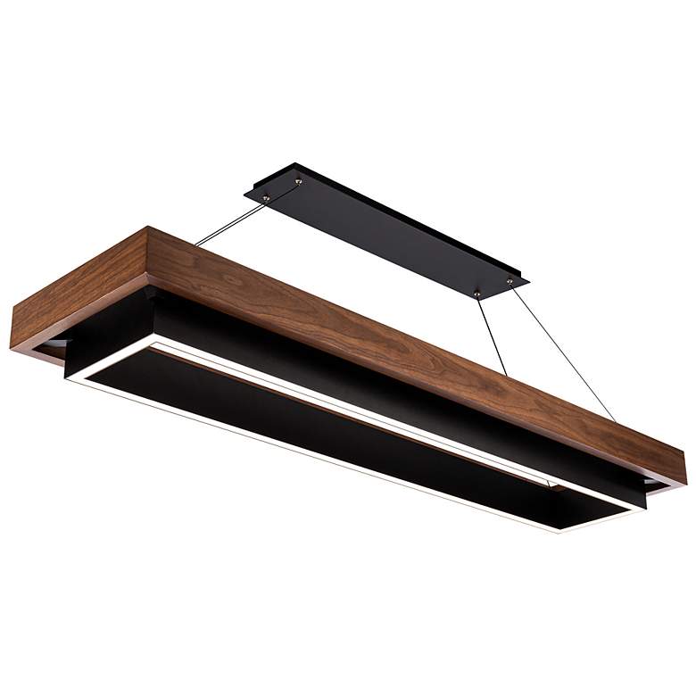 Image 2 Modern Forms Hustler 54" Wide Black and Walnut LED Linear Pendant