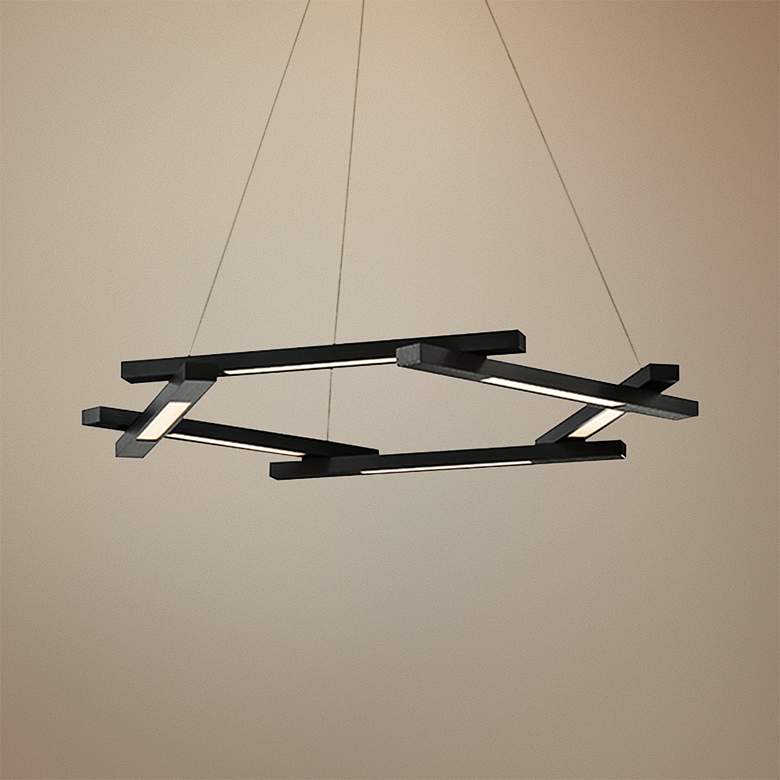 Image 1 Modern Forms Metric 28" Wide Black 6-Light Modern LED Pendant