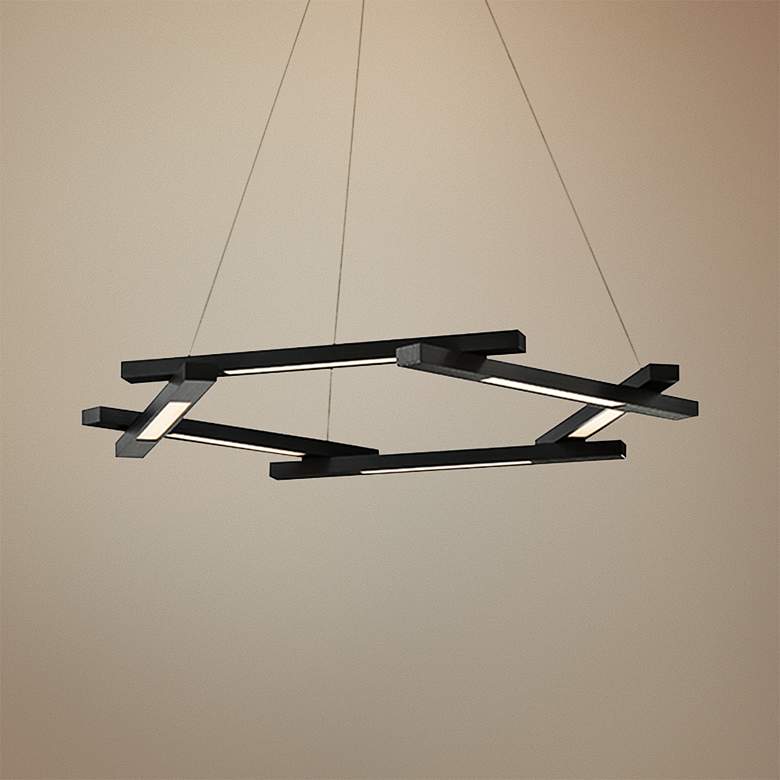 Image 1 Modern Forms Metric 28 inch Wide Black 6-Light Modern LED Pendant