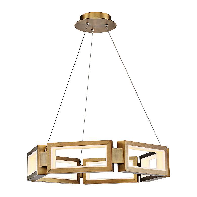 Image 2 Modern Forms Mies 29"W Aged Brass 6-Light LED Chandelier 