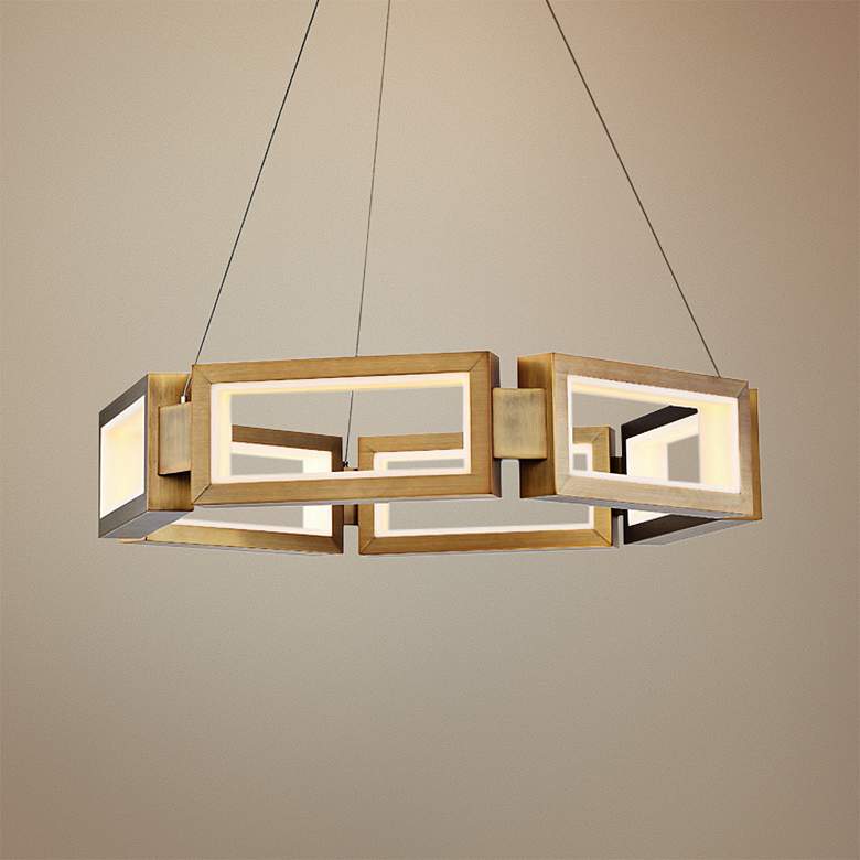 Image 1 Modern Forms Mies 29"W Aged Brass 6-Light LED Chandelier 