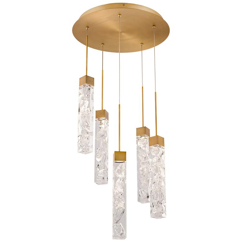 Image 2 Modern Forms Minx 16 3/4" Wide Brass and Crystal 5-Light LED Pendant