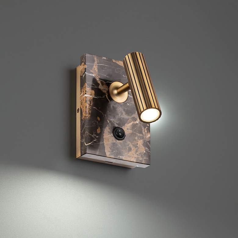 Image 1 Modern Forms Nexus Aged Brass Black LED Wall Lamp