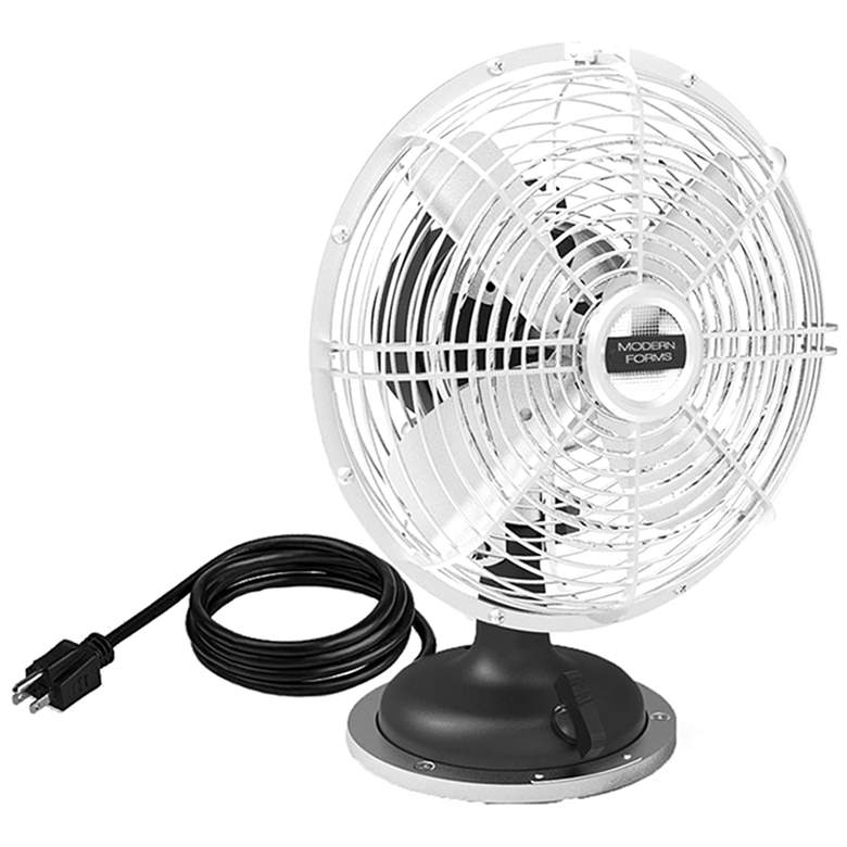 Image 1 Modern Forms Oscillating Matte Black and Nickel Plug-In Desk Fan