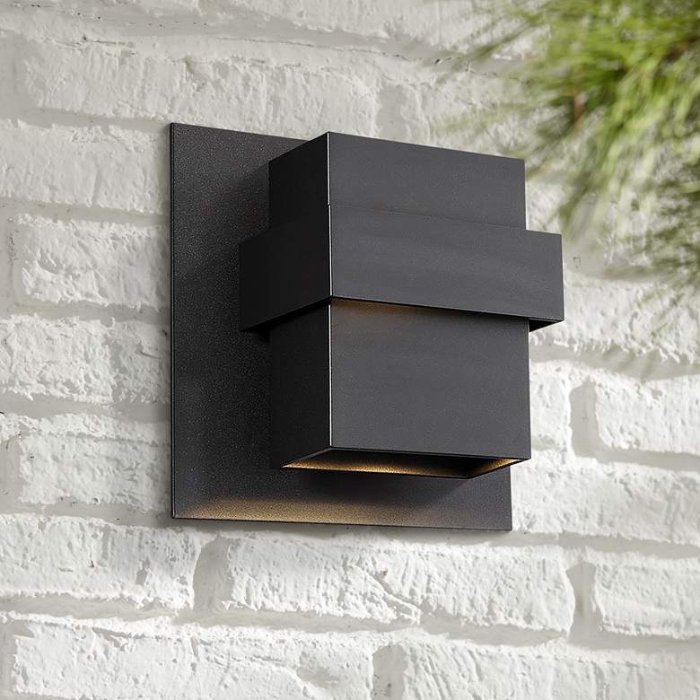 Image 1 Modern Forms Pandora 9" High Black LED Outdoor Wall Light