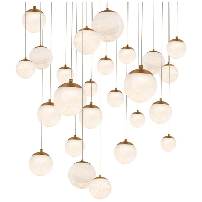 Image 1 Modern Forms Pisces 25 Light 28in LED Square Selectable CCT in Aged Brass