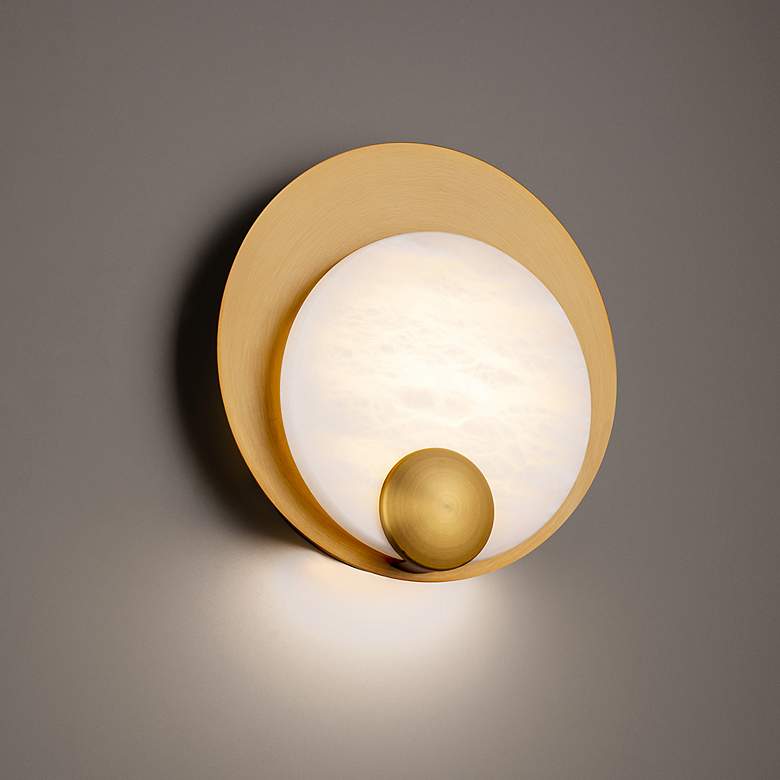 Image 1 Modern Forms Rowlings 10" High Aged Brass LED Wall Sconce