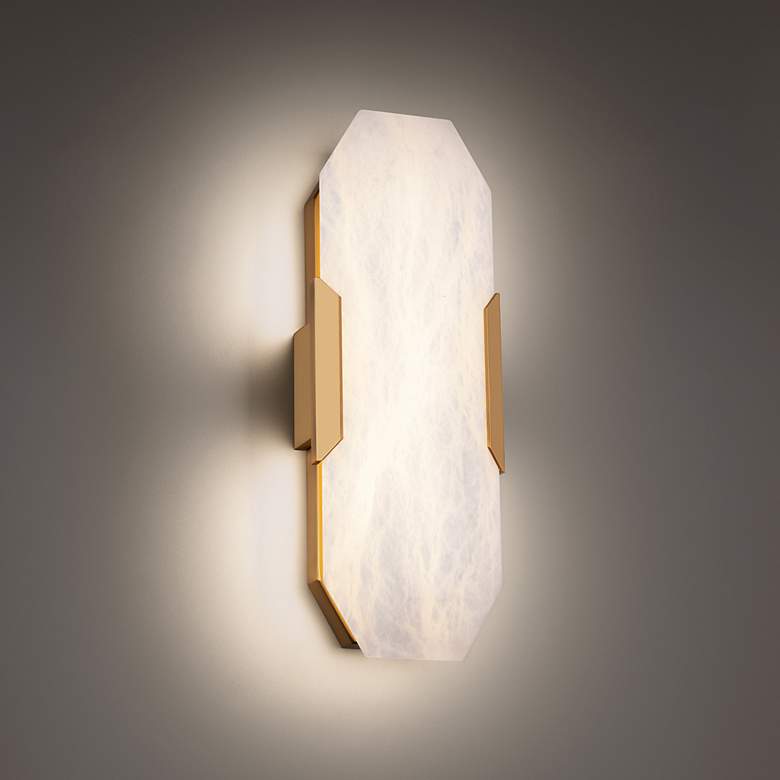 Image 1 Modern Forms Toulouse 18"H Aged Brass Alabaster Wall Sconce