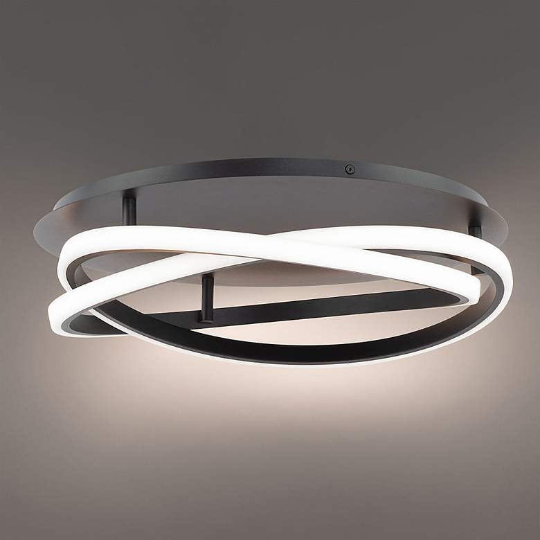 Image 2 Modern Forms Veloce 18" Wide Black Spiral Ring LED Ceiling Light
