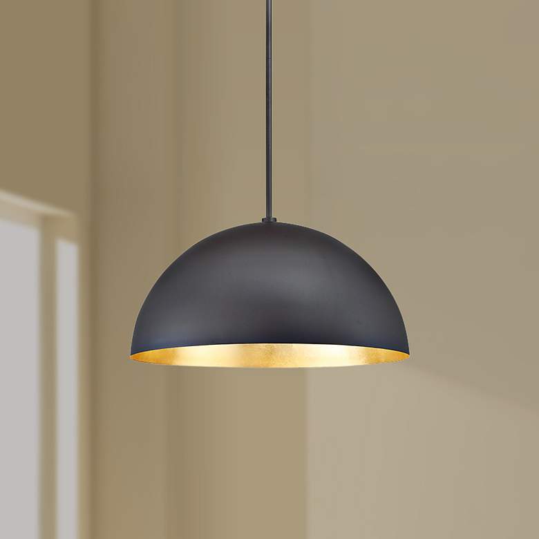 Image 1 Modern Forms Yolo 18" Dark Bronze and Gold Leaf LED Dome Pendant Light