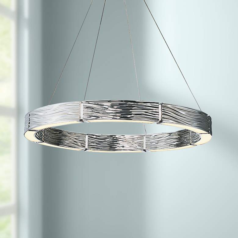 Image 1 Modern Forms Zelda 29"W Polished Nickel 8-Light LED Pendant